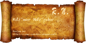 Römer Nándor névjegykártya
