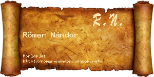 Römer Nándor névjegykártya